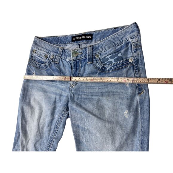 Express Jeans Stella Low Rise Bootcut Denim Womens 6 Blue - Picture 9 of 12